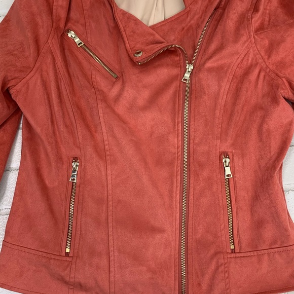 Chelsea & Violet Coral Moto Faux Suede Jacket - Picture 6 of 8